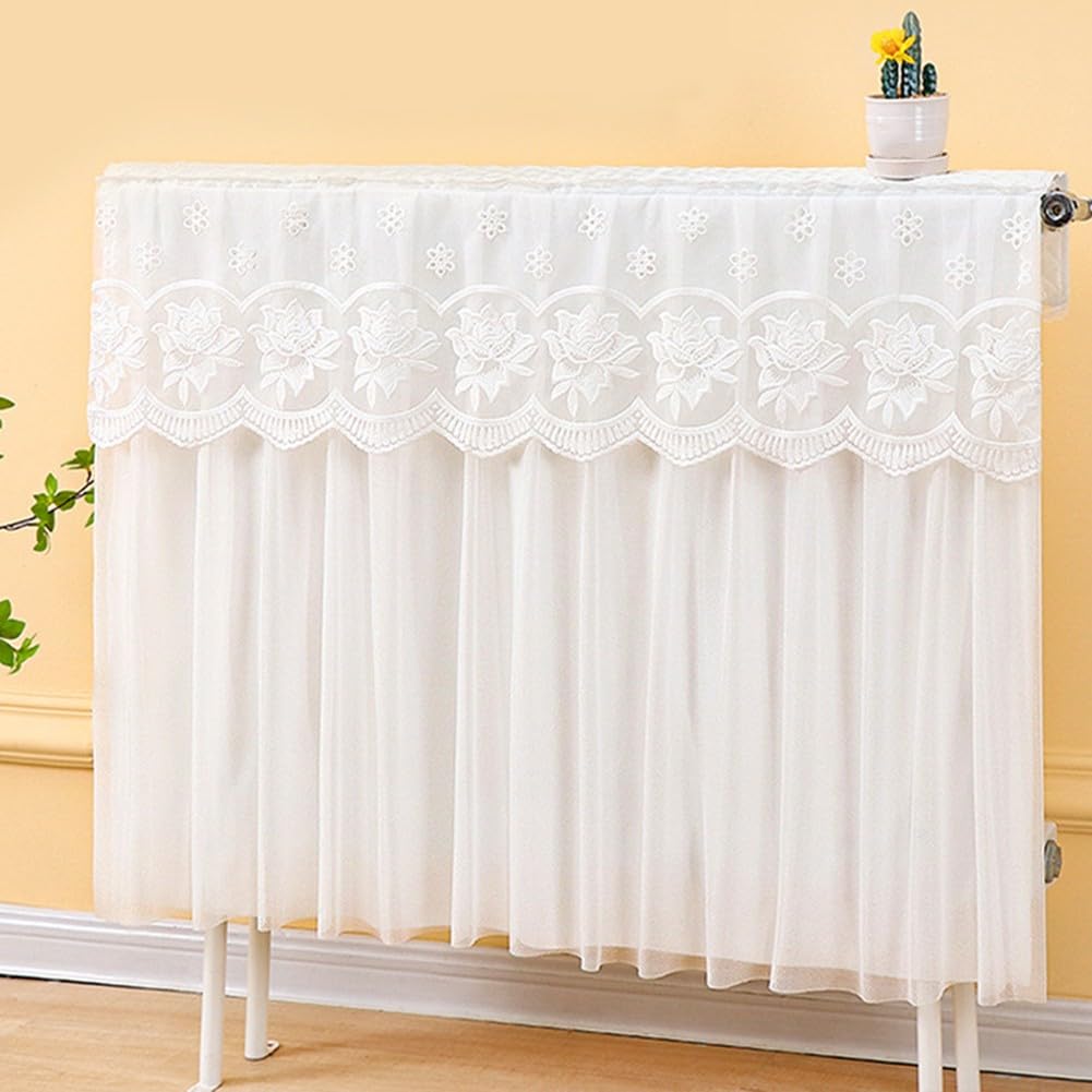 Copertura antipolvere per radiatore, elegante copertura antipolvere per radiatore in pizzo, copertura antipolvere per piastra riscaldante, traspirante, tessuto bianco (60cm)