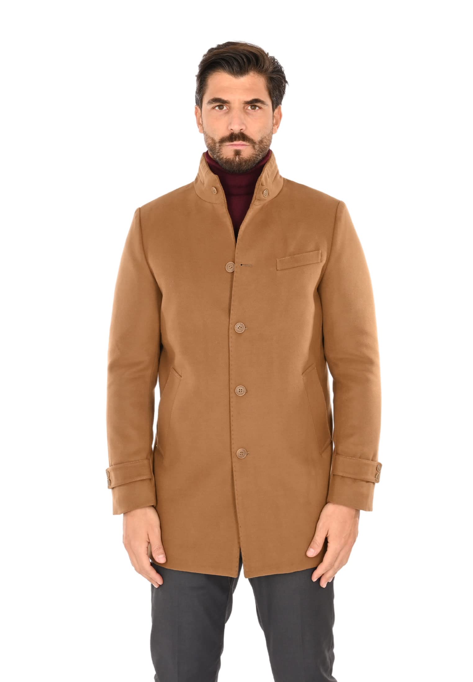Ciabalù Cappotto Uomo Invernale Elegante Cappottino Lungo Slim Fit