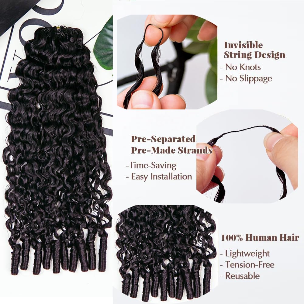 Micro Pre Looped Crochet Human Hair Extensions 14 Inch 120g Burmesisch Curly Human Feather-Line Invisible Crochet Hair Pre Separated Knotless Crochet Human Hair For Braiding Twist