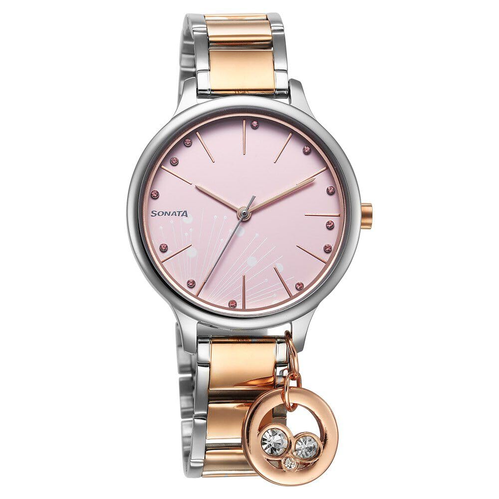Sonata Blush Quartz Analog Pink dial Stainless Steel Strap Watch for Women-87050KM03 (B0CSPKCQWC) Amazon Price History, Amazon Price Tracker