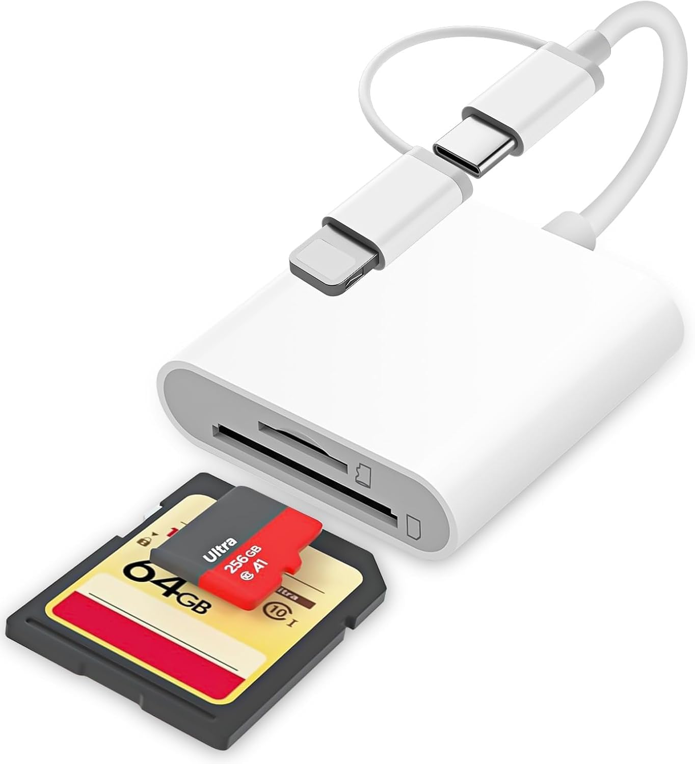 Lettore Schede SD iPhone, [Certificato Apple MFi] 2 in 1 Lettore SD iPhone, Lightning SD Card Reader, Lettore Scheda SD iPhone, Adattatore Scheda SD per iPhone, SD Card Reader per iPhone iPad
