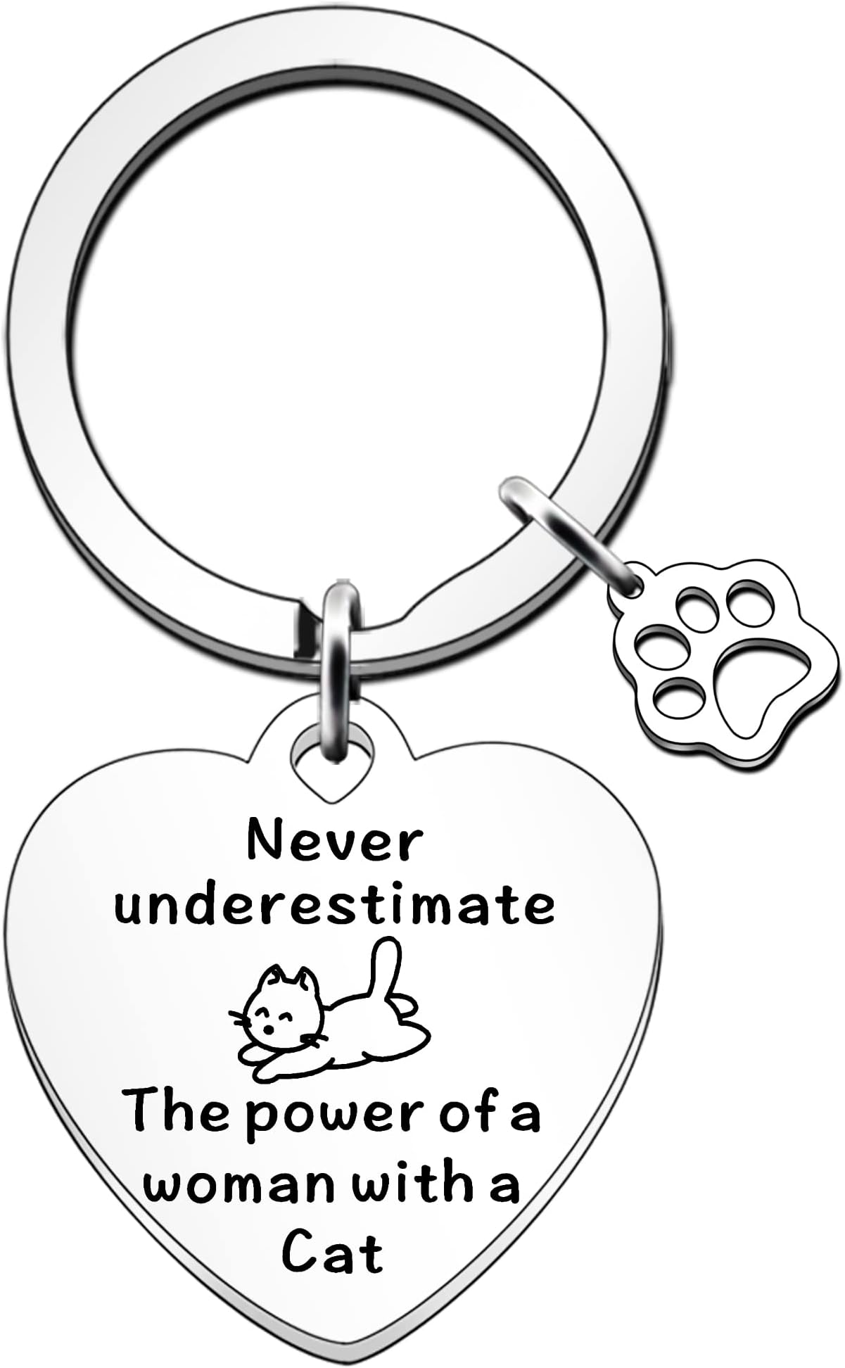 Cat Gifts for Woman Keyring - Cat Lover Gifts for Birthday Christmas Never Underestimate The Power of a Woman