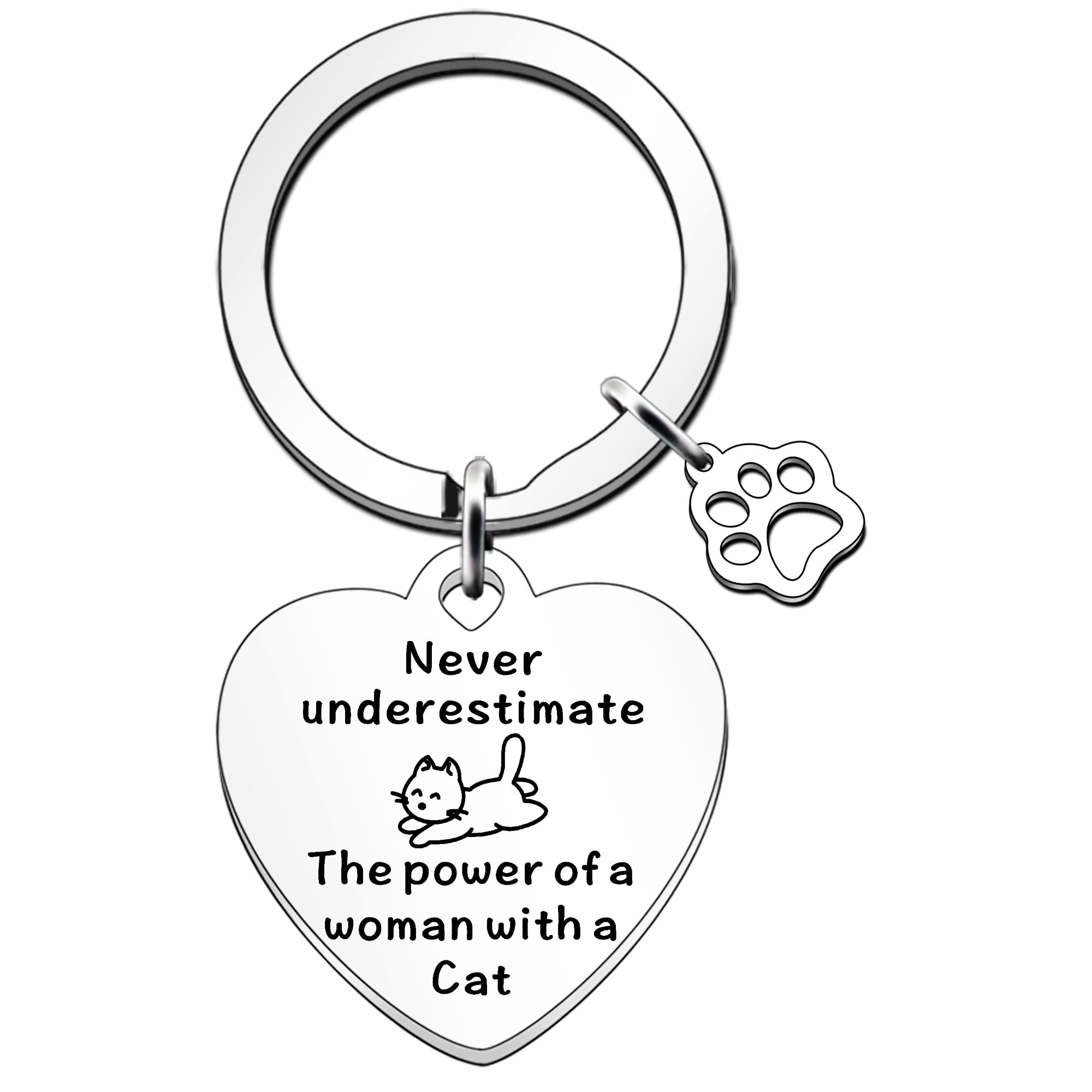 Cat Gifts for Woman Keyring - Cat Lover Gifts for Birthday Christmas Never Underestimate The Power of a Woman
