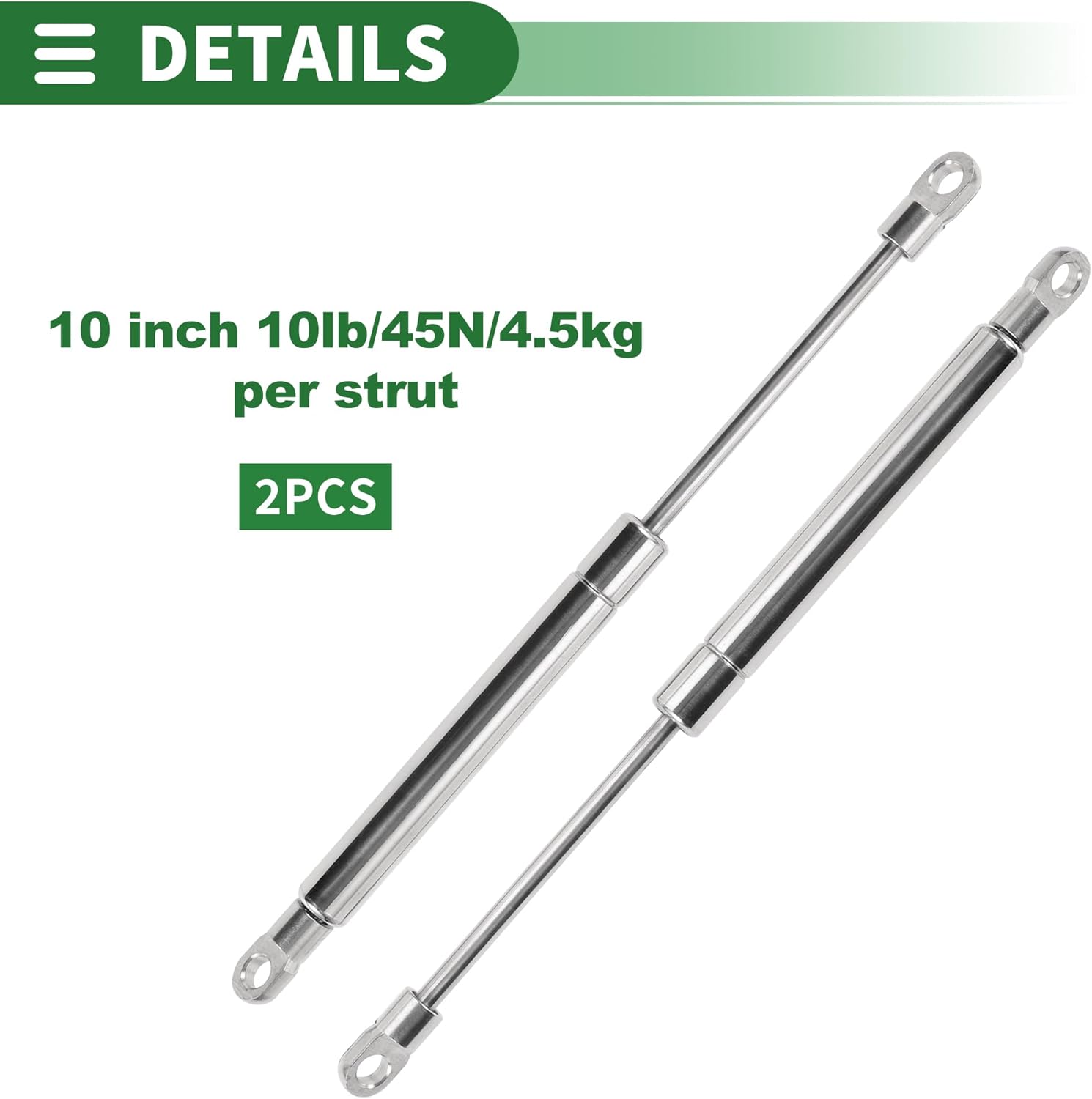 Motoforti 10inch Stainless Steel Lift Support Struts Gas Springs for Boat Marine Hatch Cover Storage Lid Toolbox Cover 10lb/45N/4.5kg 2 Pcs