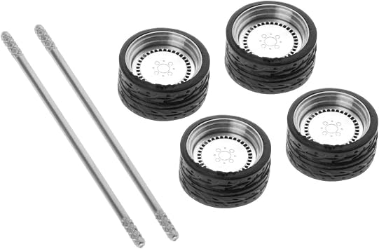 Amagogo 4 PCS 1/64 Scale Diecast Drift Racing on-Road Model Car Alloy Rubber Wheel & Tyre Set Accessory for Hotwheel - E5