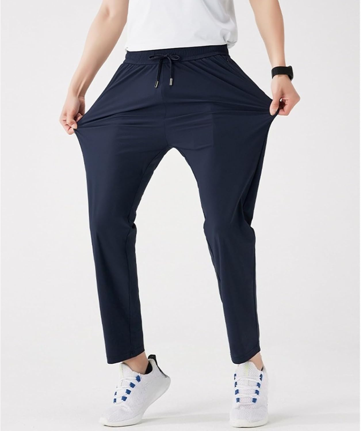 Men's Drawstring Stylish Hiking Outdoor Pants Relaxed Fit Elastic Waist Outdoor Pants Stretch Joggers Trousers