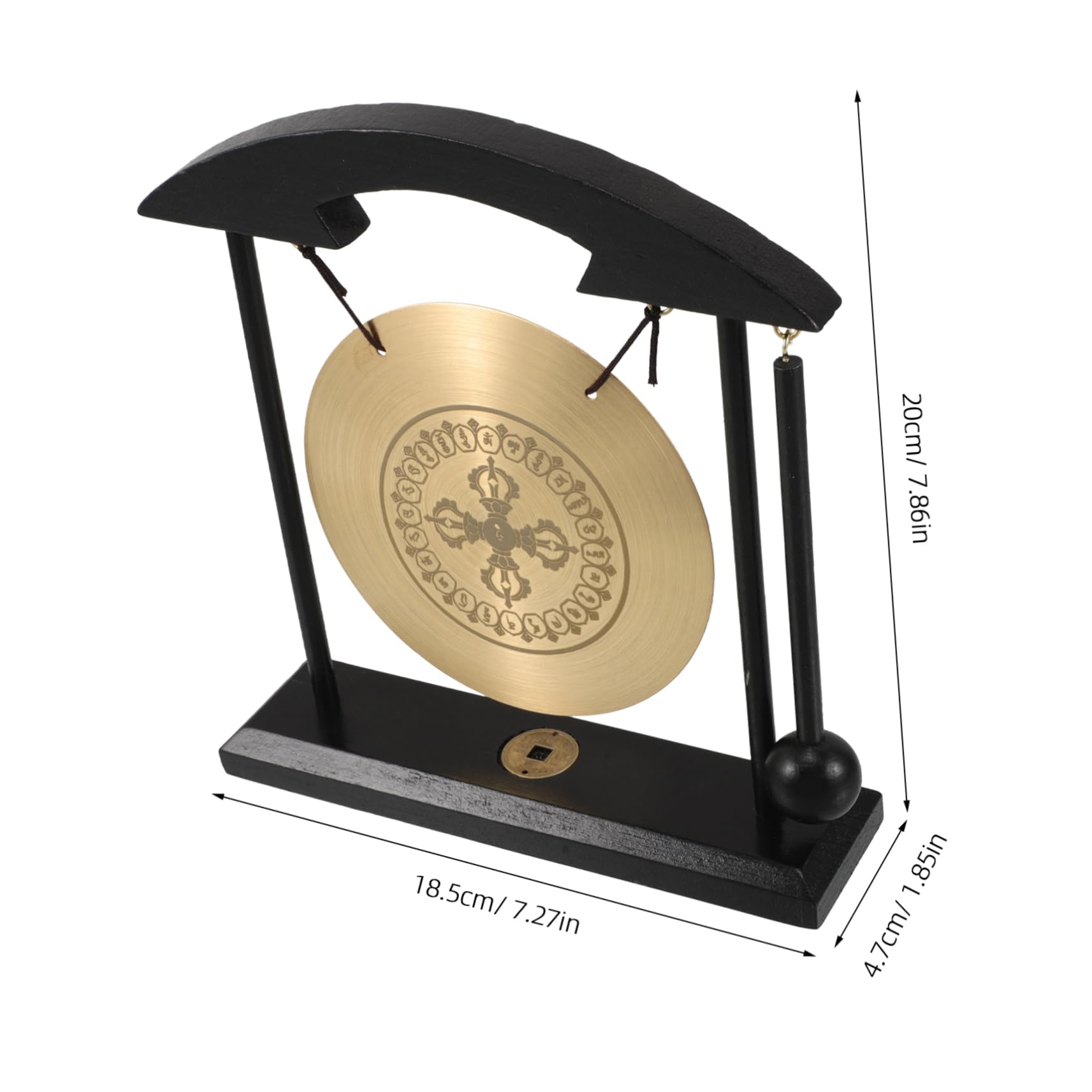 Gong De Latón Chino Vajra para Escritorio, Mini Gong Decorativo, Aleación De Metal, con Incluido, Símbolo De Prosperidad Feng Shui, Decoración para Hogar, Oficina y Estudio, Adorno Zen