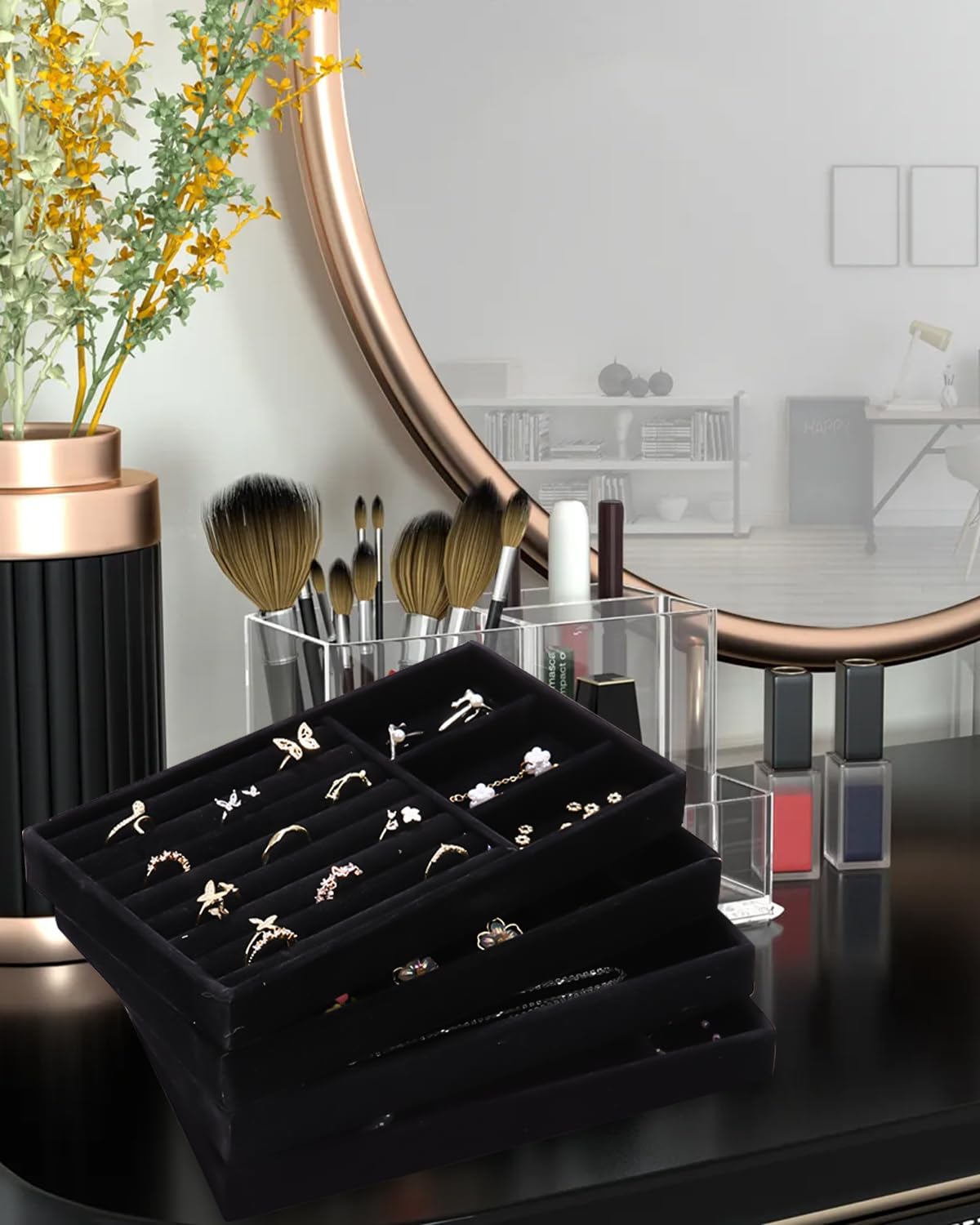SOBEAU Organisateur Bijoux Tiroir Beige - Rangement Collier, Bagues Et Boucles D'Oreilles