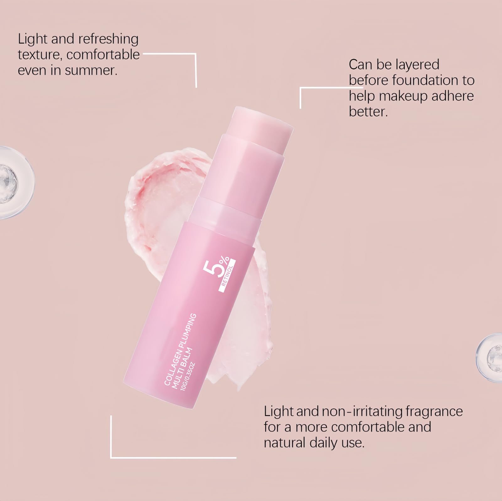 Stick contouring viso Pink Collagen Volume Multi Balm, antirughe e idratante, ammorbidisce le linee sottili, rassoda la pelle, balsamo idratante per viso e collo, base per il trucco Labbra