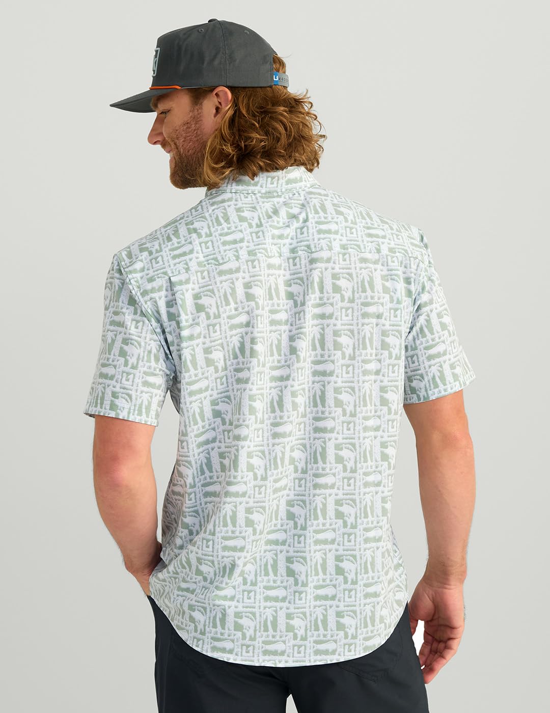 HUK Herren Kona Pattern Short Sleeve Fishing Button Down Shirt Kona-Muster, kurzärmelig, zum Angeln, Button-Down-Shirt (1er Pack)