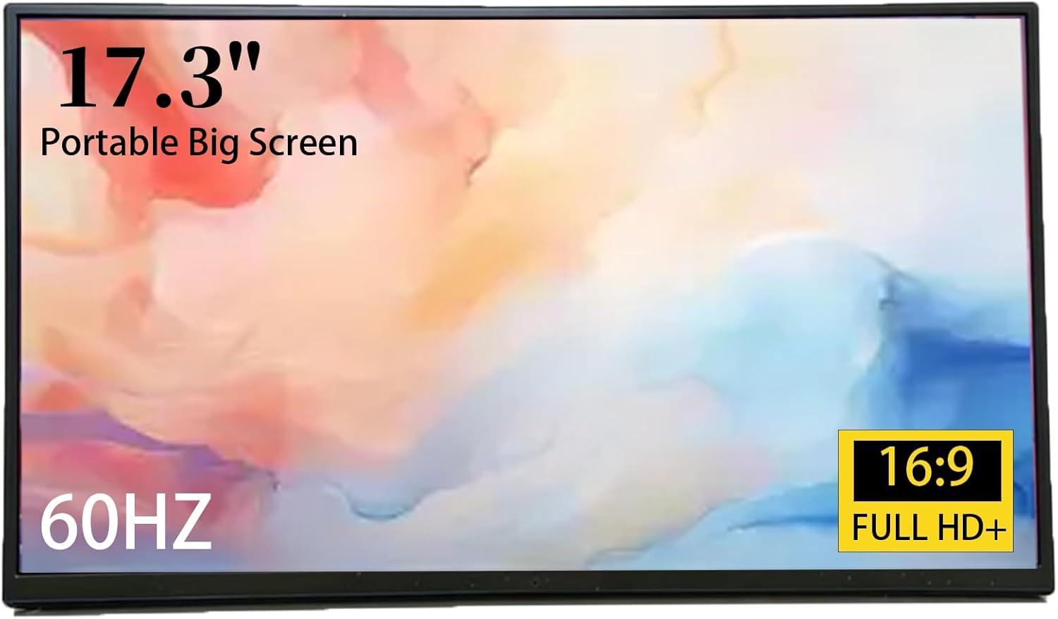 17.3" Full HD Portable Monitor, 1080P 60Hz External Display with USB-C/HDMI Ports, Plug-and-Play Second Screen for Laptops, Phones, Consoles