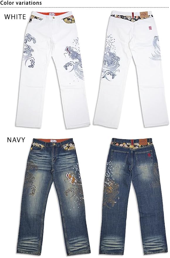 Amazon | (カラクリタマシイ)絡繰魂 桜昇龍刺繍デニムパンツ(232224