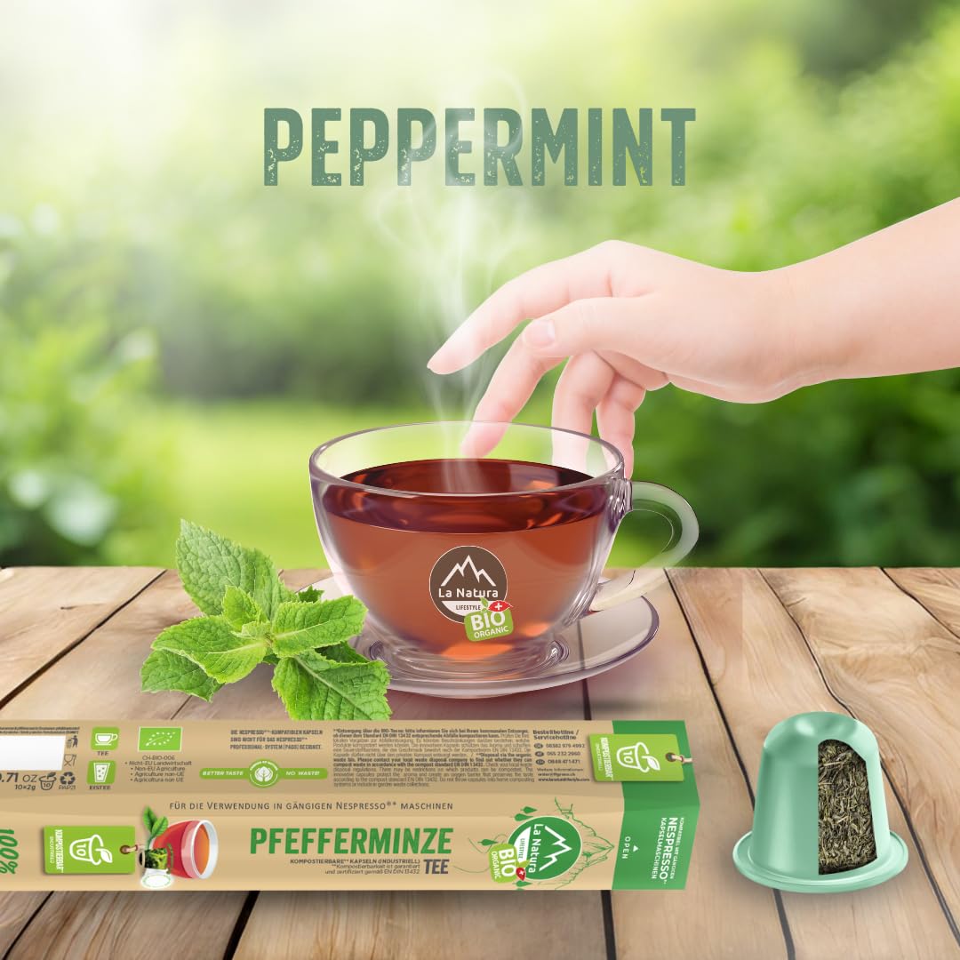 Lot de 60 capsules de thé bio - Compatible avec Nespresso - La Natura Lifestyle - Compostables industrielles