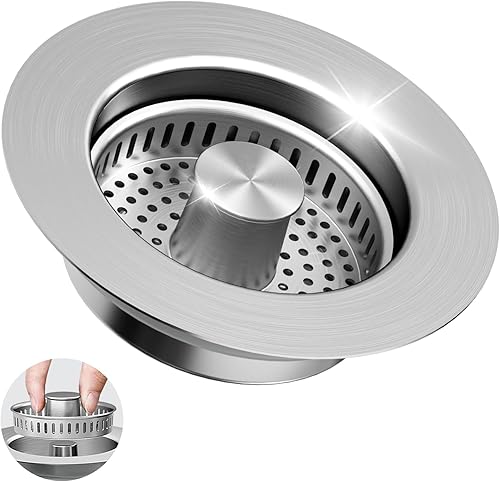 Colador de drenaje 3 en 1 para fregadero de cocina y tapón de fregadero, tapón d