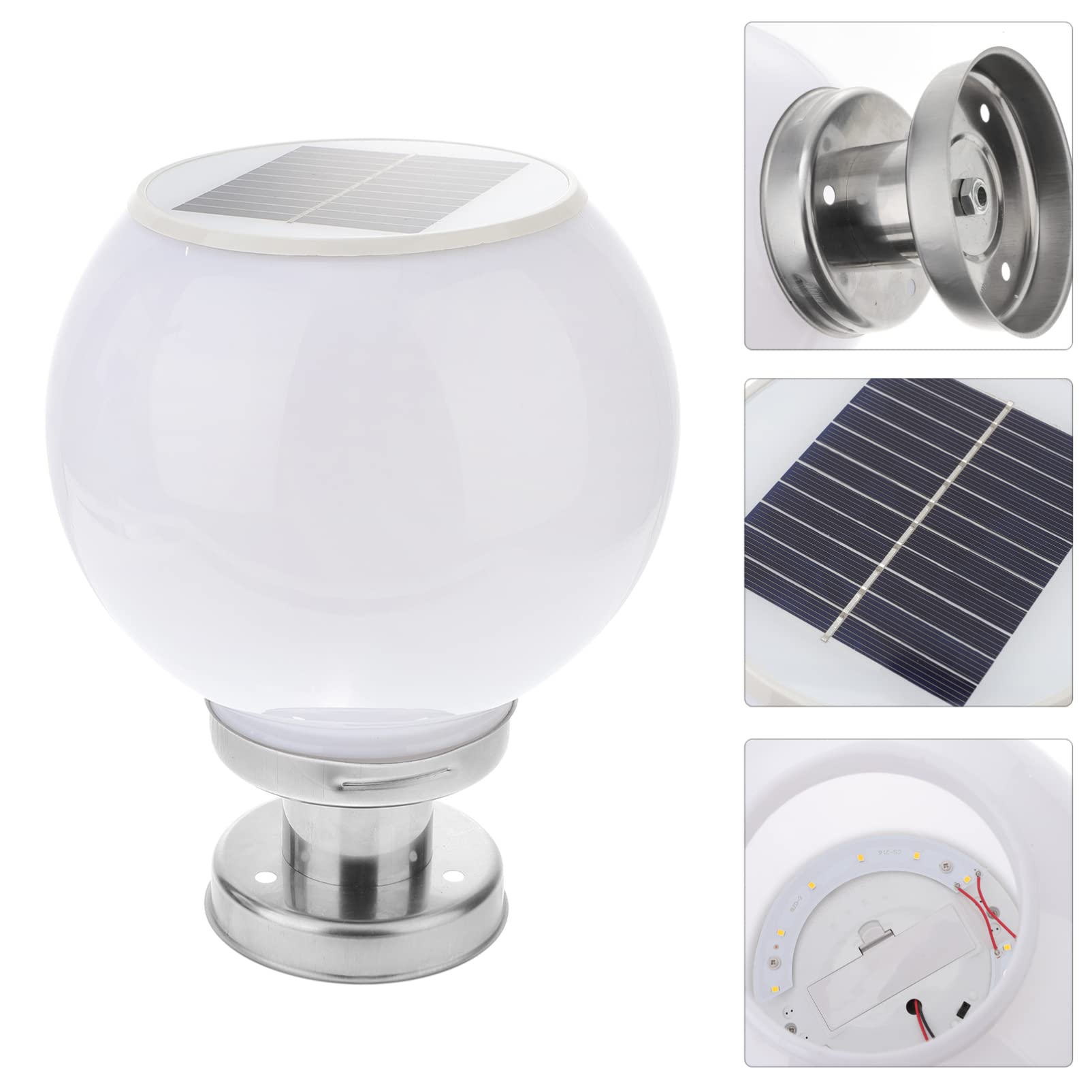 UKCOCO Lámpara Solar Exterior Para Poste De Valla 9.84 Pulgadas Luz Led Para Jardín Césped Balcón Patio Resistente a La Intemperie Acero Inoxidable Acrílico