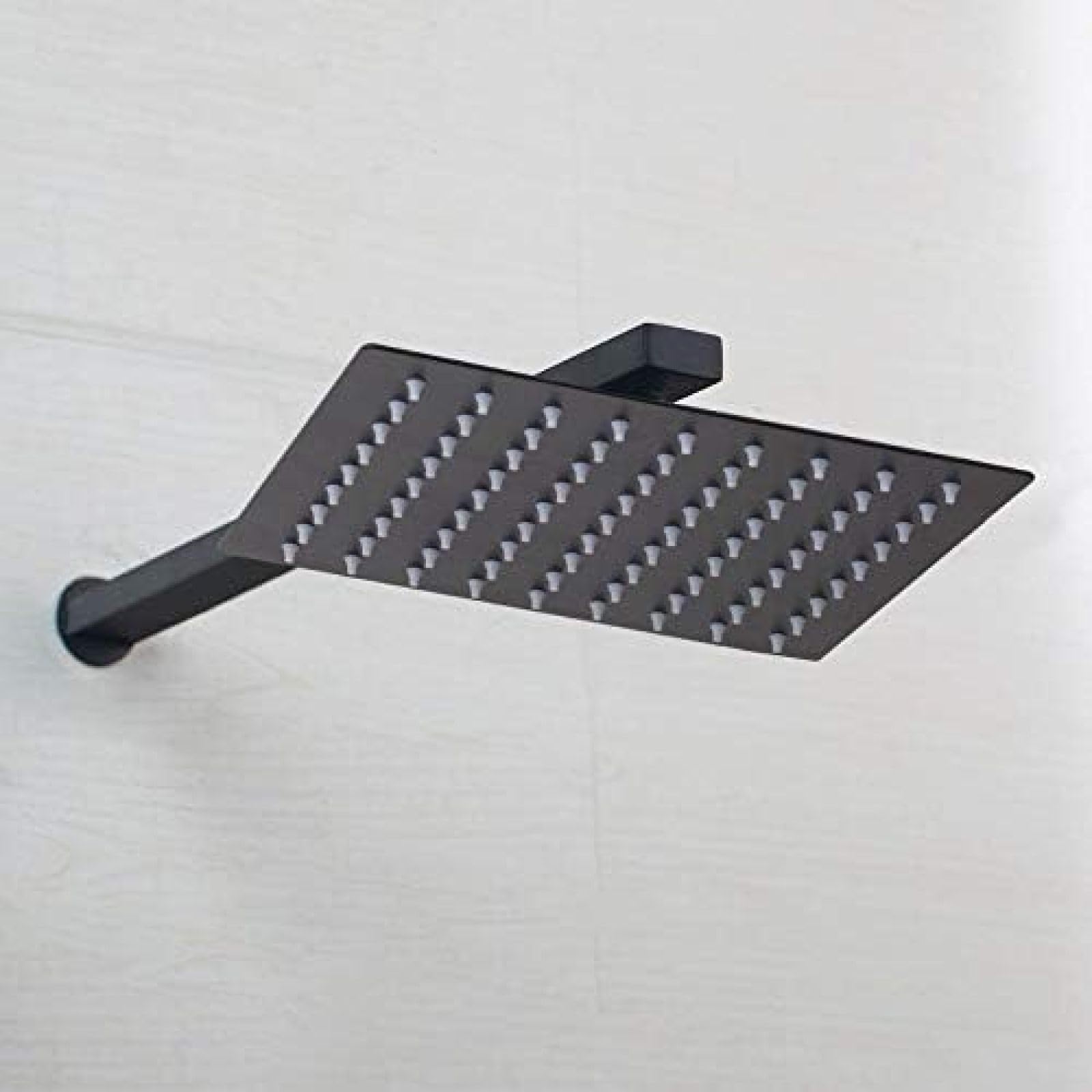 Grifo De Lluvia Para Baño Montado En La Pared Con Cabezal De Ducha Ultrafino Negro