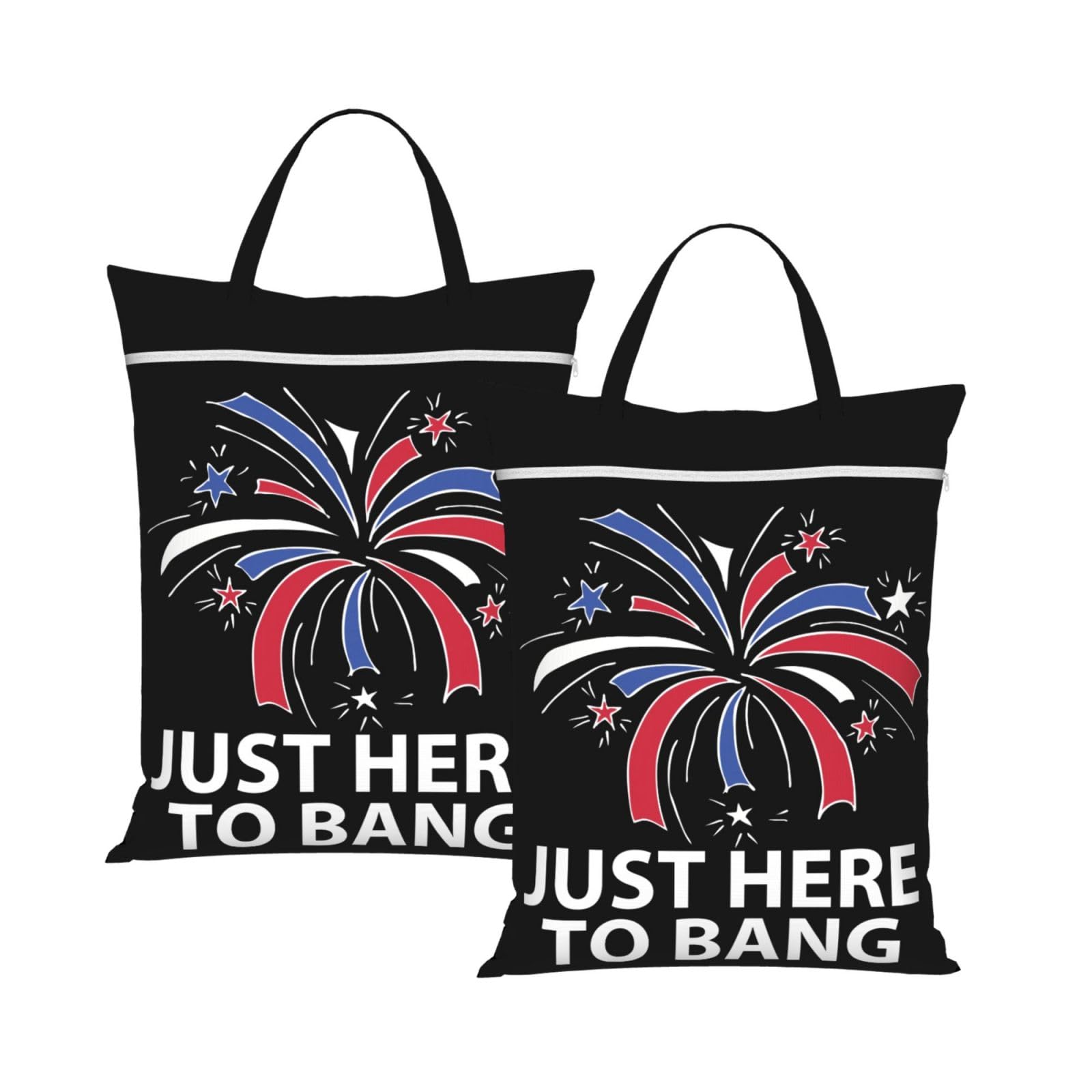 Cyanlit 2Pcs Just Here To Bang July Of 4Th Independence Day 2 Pcs Large Travel Laundry Bags Waterproof Wet Dry Bag For Travel,Swimming