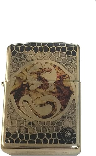 Miniatura 4 de Encendedor personalizado Zippo artista Ann Stokes diseño de dragón con escamas latón pulido