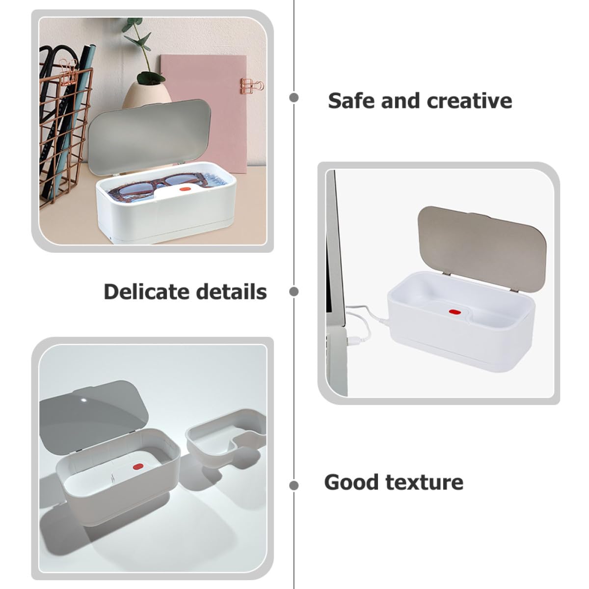 Milisten Schall Schmuckreiniger und Uhrenreinigungsgerät Tragbare Kleine Reinigungsbox Geräuscharmer Multifunktions Brillenreiniger für Haus und Geschäft