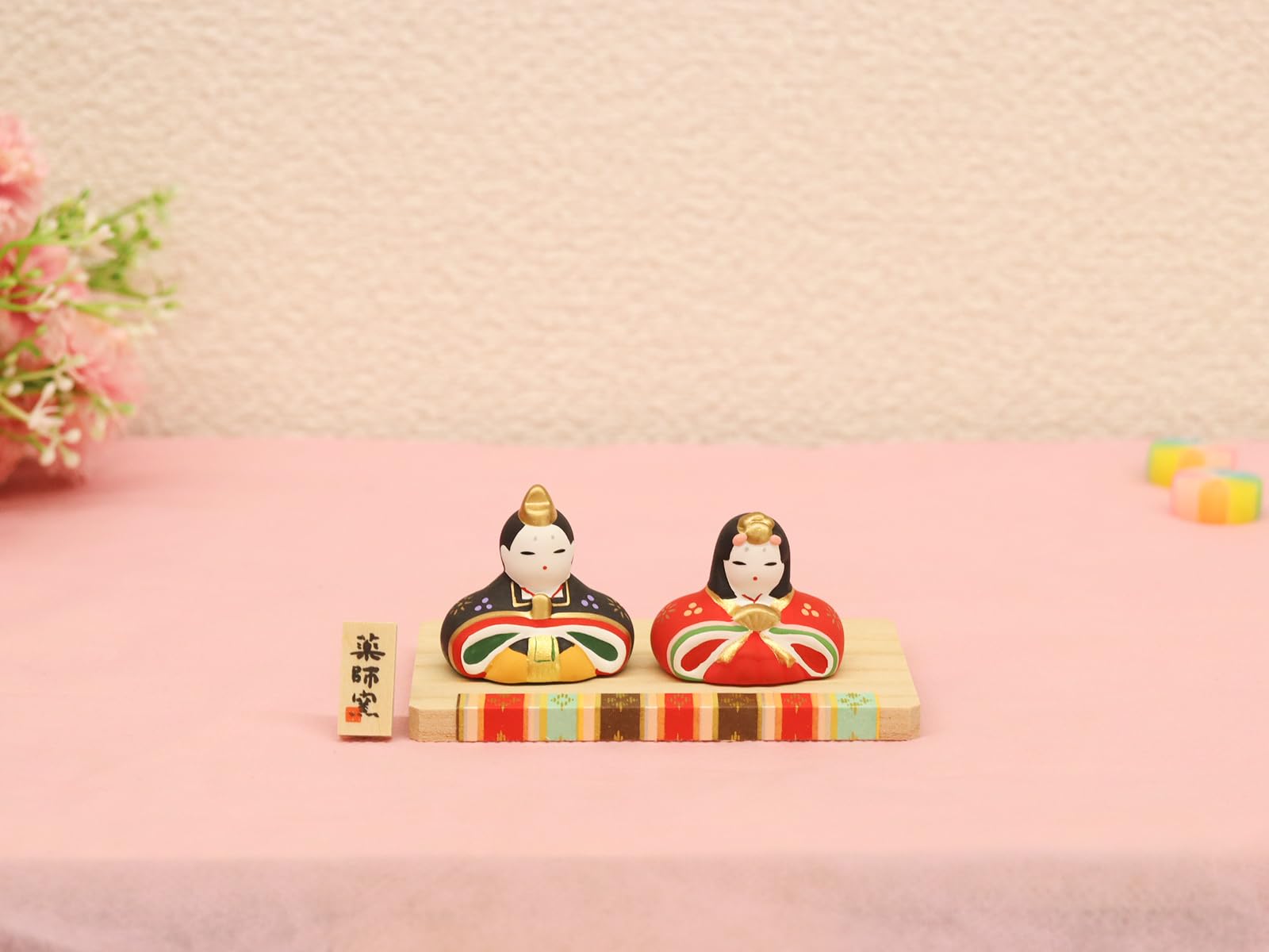Amazon.co.jp: 薬師窯 【桃の節句 ひな人形 】錦彩 花かざり 雛