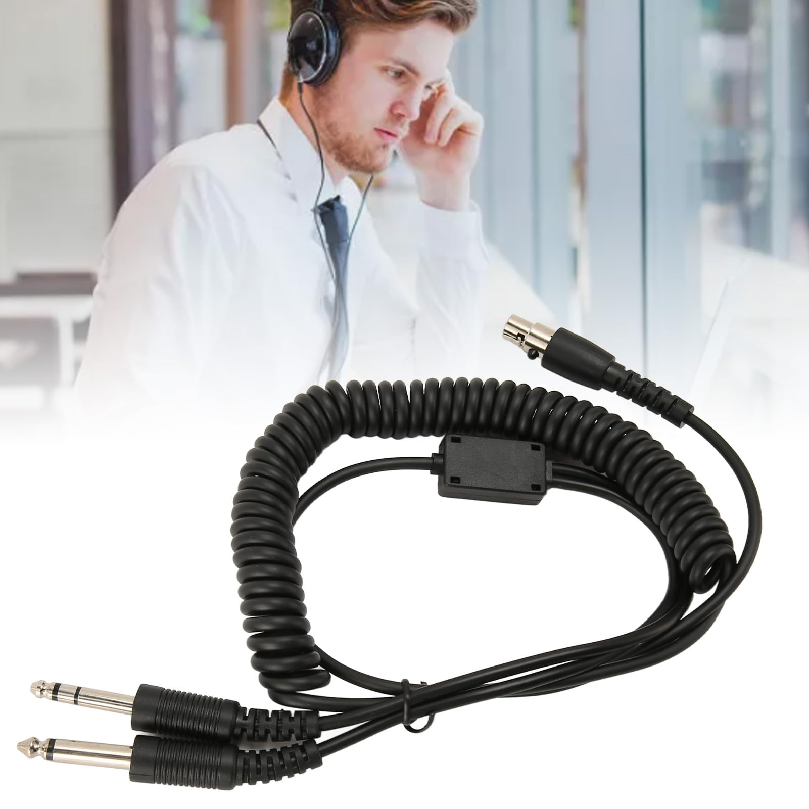 Câble Adaptateur pour Casque D'aviation, Mini XLR 5 Broches vers Fiches Doubles GA, Se Convertit en Double GA PJ055 PJ068, Portable et Compact, Matériau Durable, adapté pour