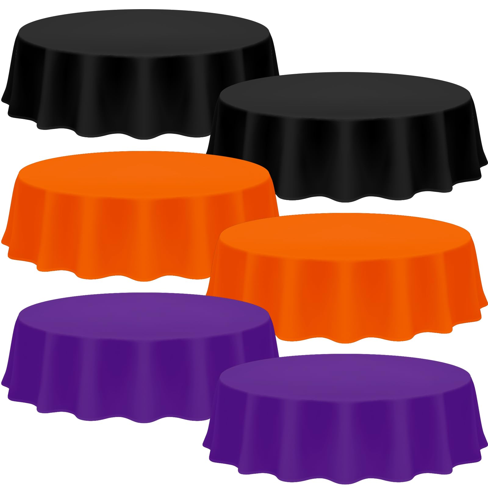 Amylove 24 Pcs Halloween Plastic Tablecloth Disposable Round, 84 Inch