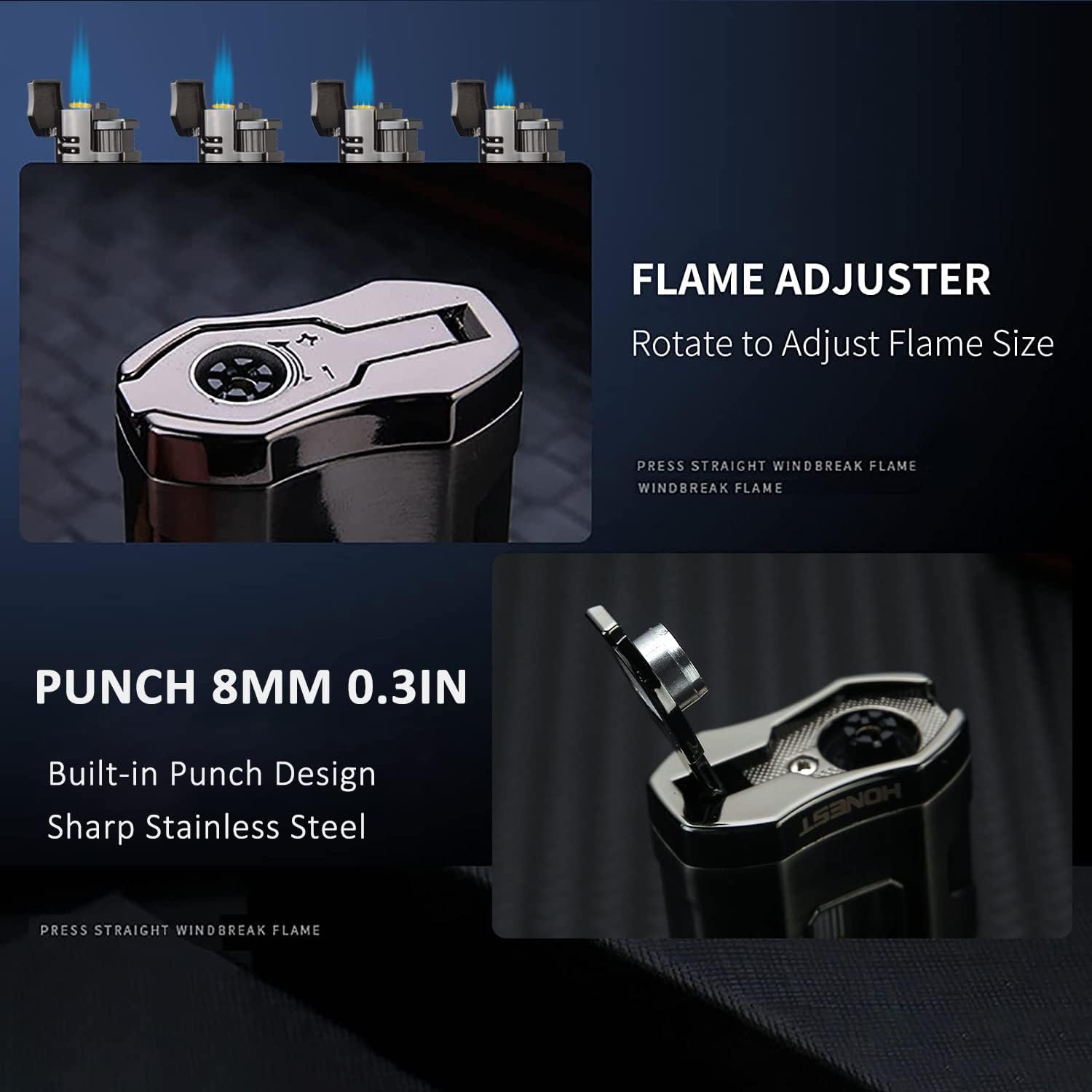 PROMISE Torch Lighter Triple Jet Flame Refillable Butane Lighter Windproof Lighter- Butane Not Included (Black)