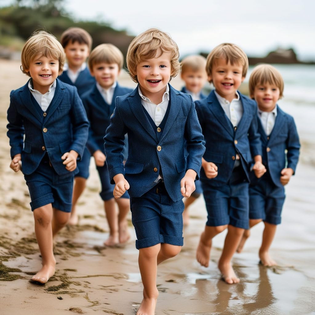 Lot de 2 blazers et pantalons courts en lin pour garçon, costume d'été, mariage, enfants, smoking formel, fêtes d'anniversaire