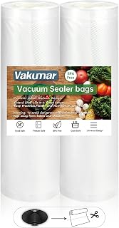 Vakumar Vacuum Sealer Bags 2 pack 8''x60' Rolls for Food, Seal a Meal, Commercial Grade, BPA Free, Commercial Grade, Great for Storage, Meal prep and Sous Vide