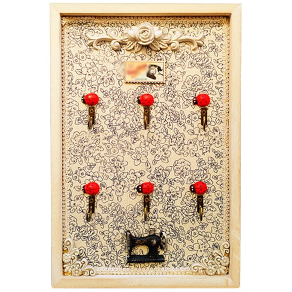 Sdfdcgjsr Primary Color Key Storage Cabinet, Wall Mount Small European Retro Style Wall-Mounted Key Management, Blank Art Decoration Hanger