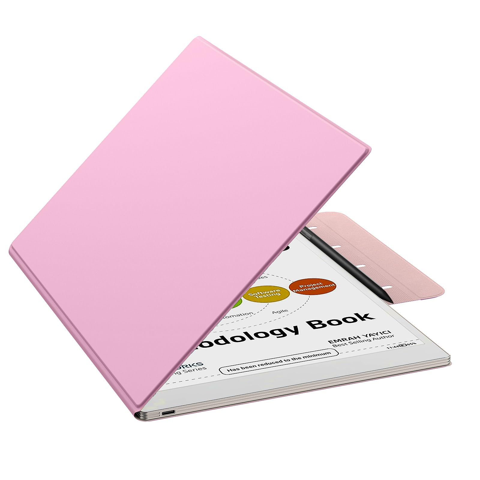 MoKo Hülle für Remarkable Paper Pro 2024 11,8", leichte, ultradünne magnetische Hülle mit breitem Stiftschutzverschluss, automatischer Schlaf-/Wachmodus für Remarkable Pro 11,8", Blumen Rosa