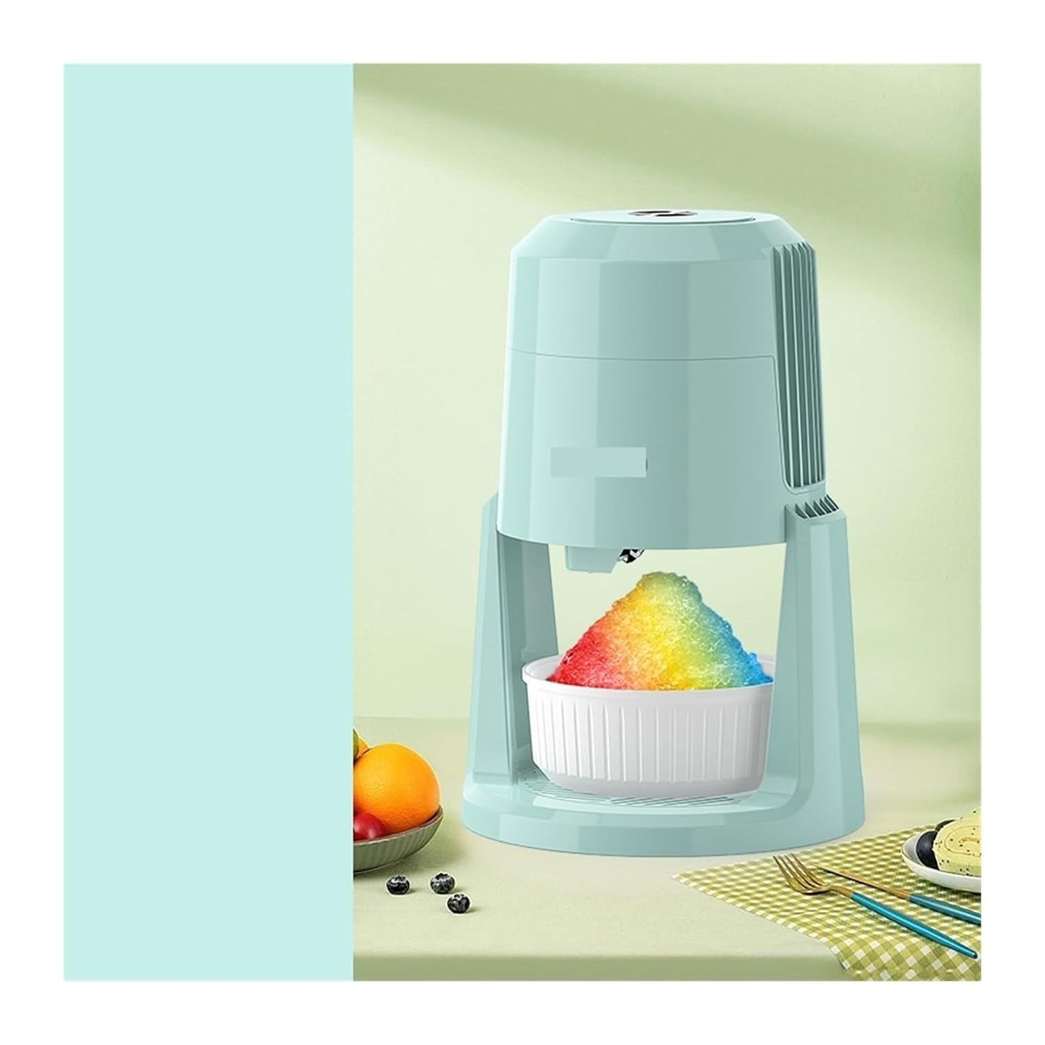 Ice Maker Machine, Electric Shaved Ice Machine Ice Shaver Snow Cone Maker Portable Ice er Adjustable Thickness Easy to Use Large Capacity,for Home/Kitchen/Camping/RV(Green)