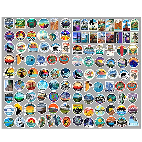 KRUCE 100 Autocollants de Voyage, Pays et régions touristiques de renommée Mondiale, Logo Autocollants imperméables, Autocollants en Vinyle d'autocollants de Voyage à la Mode pour Les Adolescents