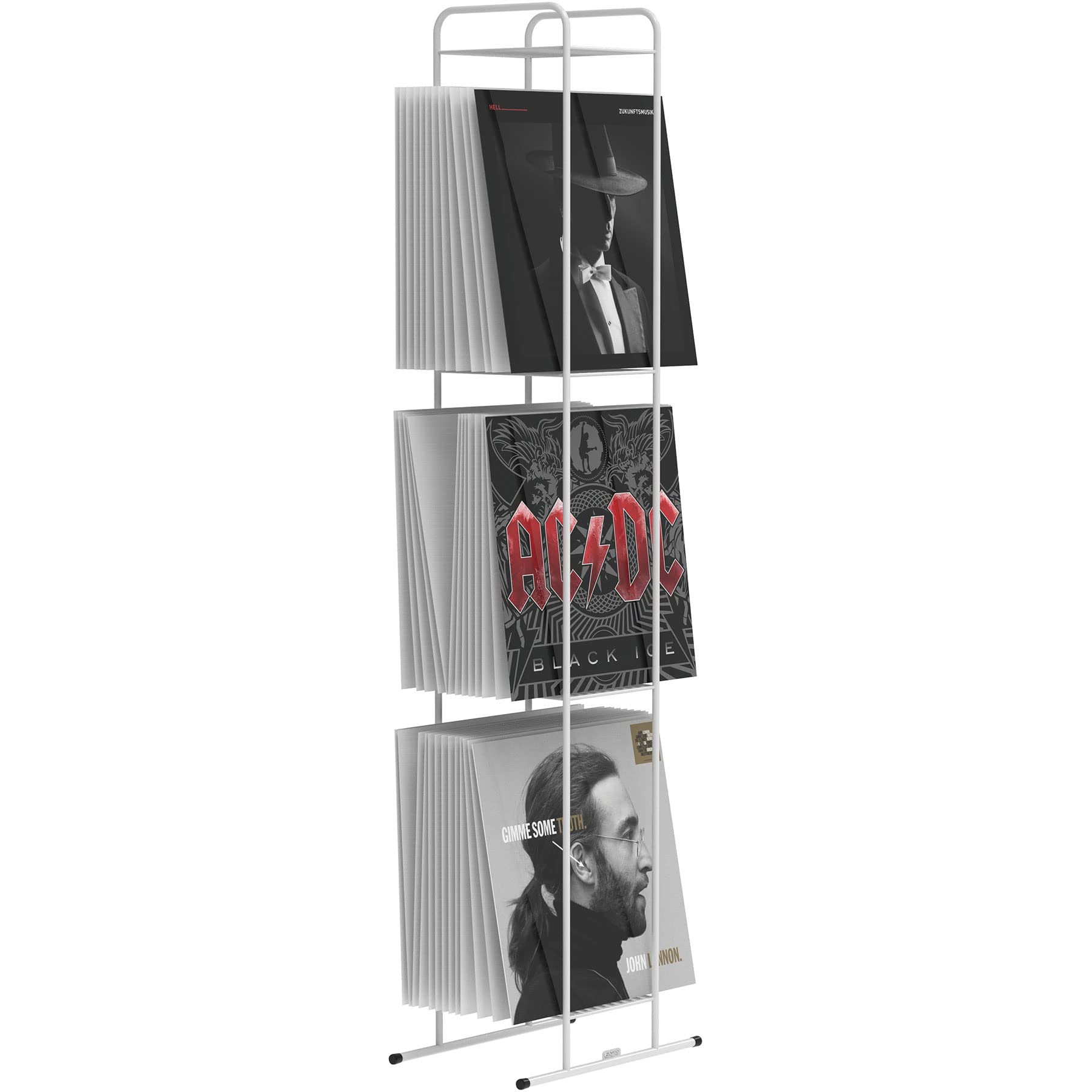 Zomo VS-Rack Vinya 150 Schallplattenständer – 300 x 190 x 1155 mm - Weiß - 3 Ebenen Vinylregal aus Stahl – Design LP Standregal für bis zu 150 Schallplatten