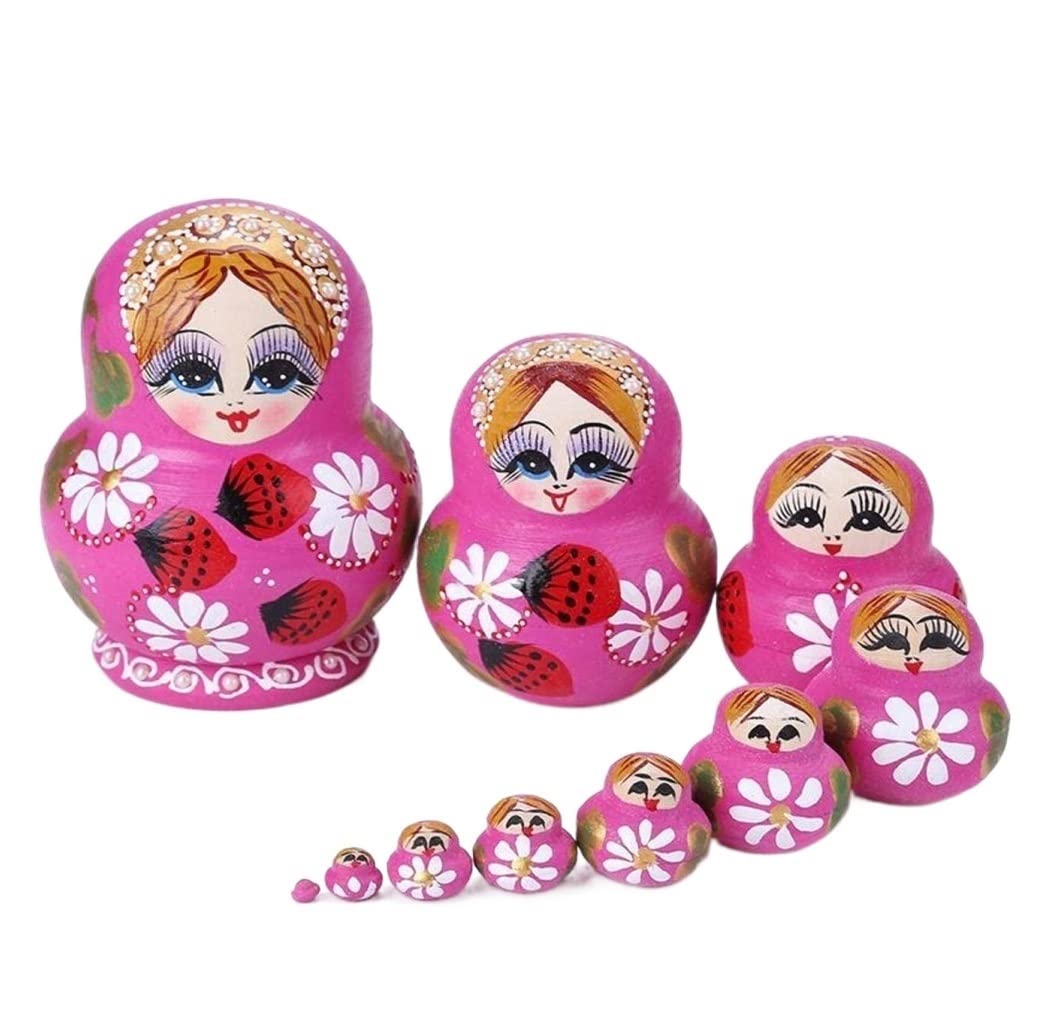 Nesting Dolls Russian Nesting 10 Pieces Strawberry Flower Girl Nesting Dolls Russian Matryoshka Doll Set Toys Matryoshka Dolls Stacking Dolls (Color : 10 Pieces)