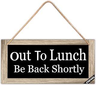 Out to Lunch Wood Sign for Office, Lunch Break Door Sign, Business Sign 5.9 x 11.8 inches