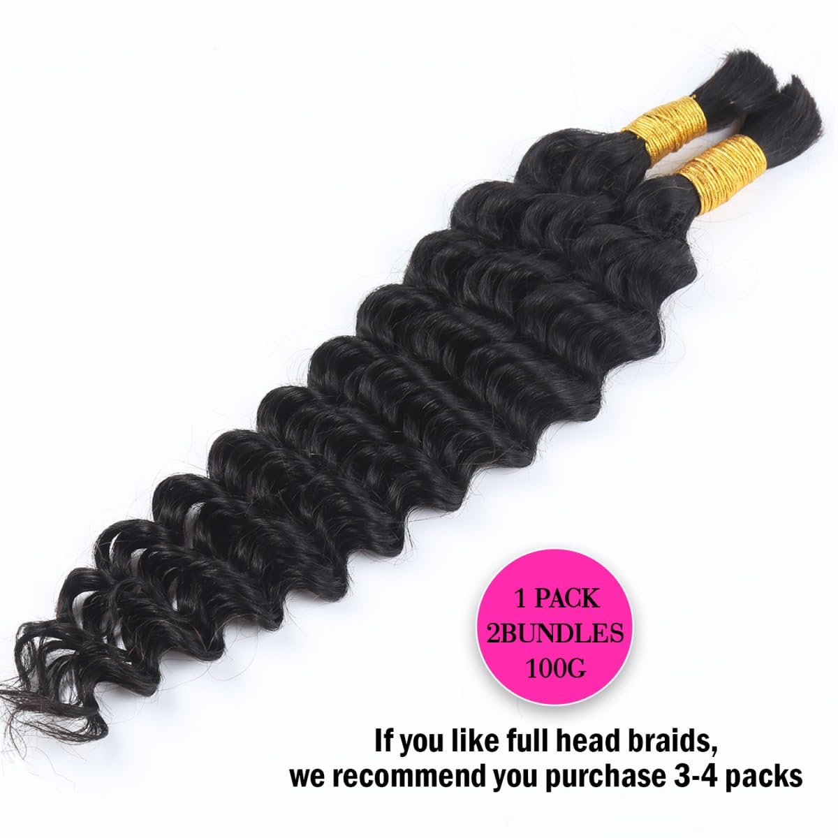 Unipearl Deep Curly Bulk Human Hair for Braiding 100g 2 Bundles 22 Inch Boho Braids Hair Extensions - Image 2