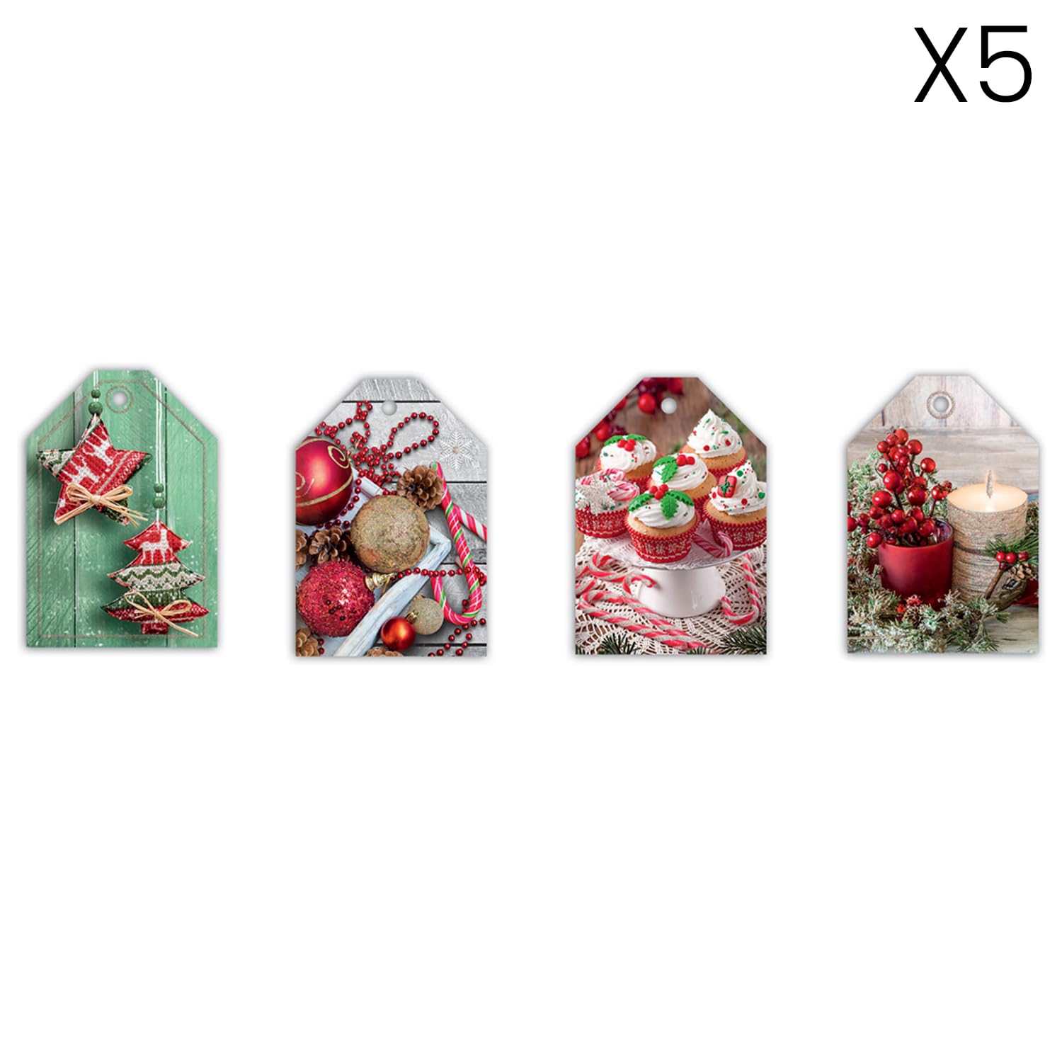 Magicamente Carta Set Etichette Natalizie 20 Chiudipacco 4 Fantasie Assortite Cartoncino 230 g/m Made in Italy