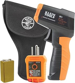 Klein Tools IR1KIT Infrared Thermometer and GFCI Receptacle Tester Kit, Non-Contact Digital Temperature Measurement and Electrical Tester