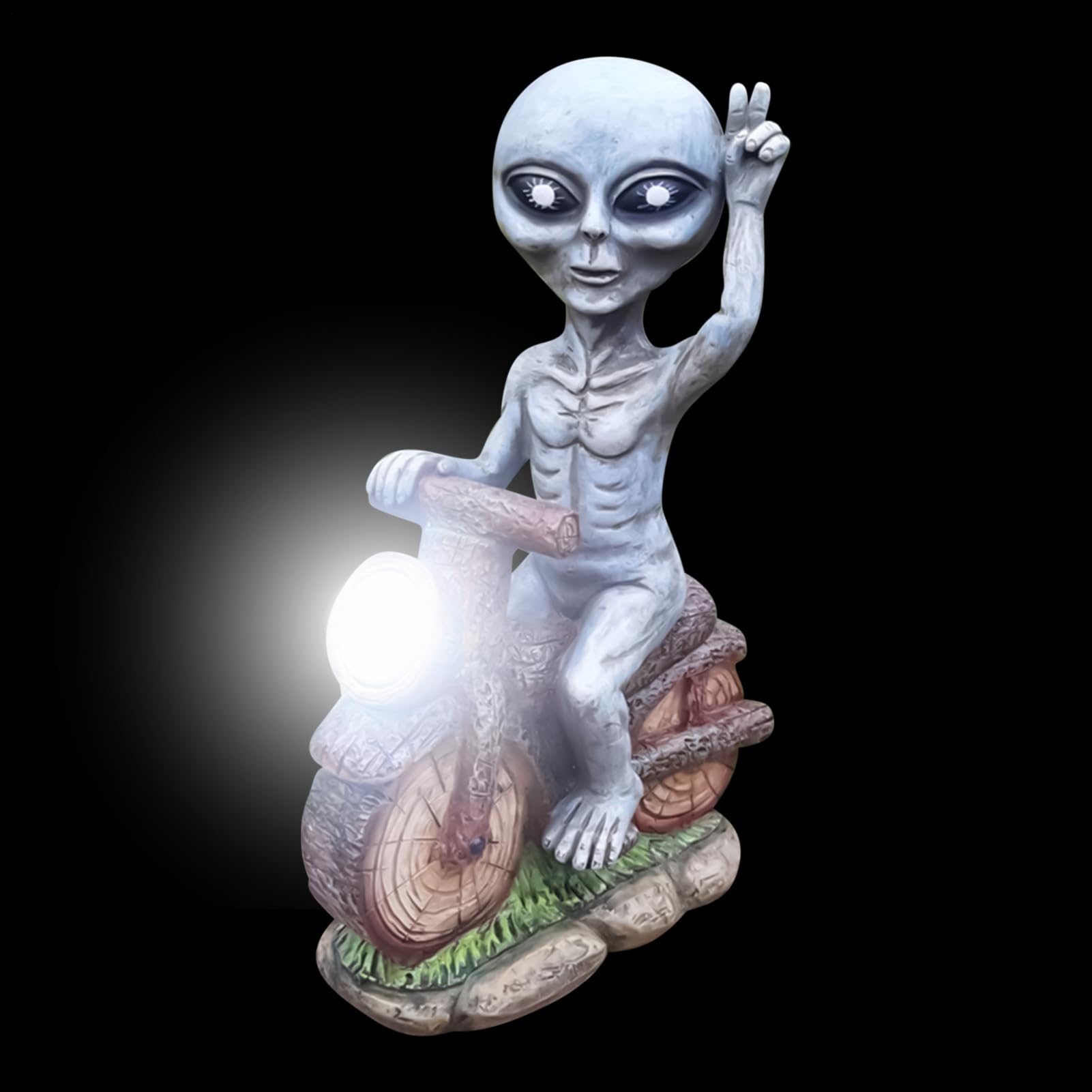 Aliene - Decorazione Capricciosa con Energia Solare | Statua Resina Aliena con Batteria Incorporata 300mAh Autonomia 8-10H | per Collezionisti Fantascienza Halloween Casa Enca