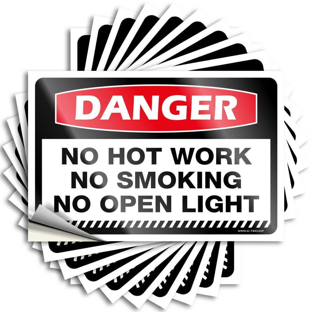 Danger No Hot Work No Smoking No Open Light Guest Bathroom Decor Fall - Sticker Garage Waterproof Decal(12X18CM)