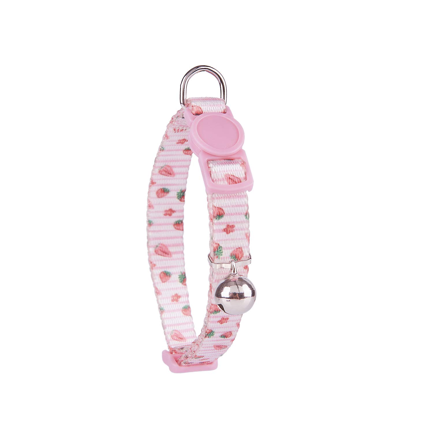 YUDOTE Cat Collars Pack of 2, Colorful Printed Basic Strong Girls Cat Collar Quick Release with Removeable Bell, Pink Purple — view 3