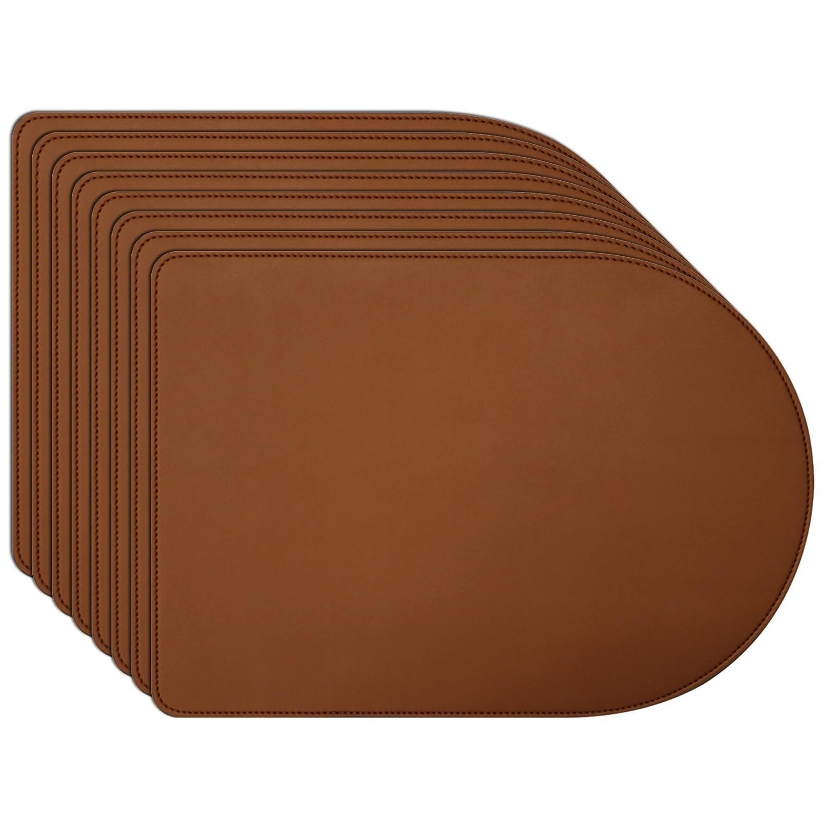 Salvamanteles Salvamanteles, Manteles Individuales de Piel sintética de PU (Paquete de 4, 6 y 8), Multicolor, Varios tamaños(Khaki,Semicircle-Set of 8)