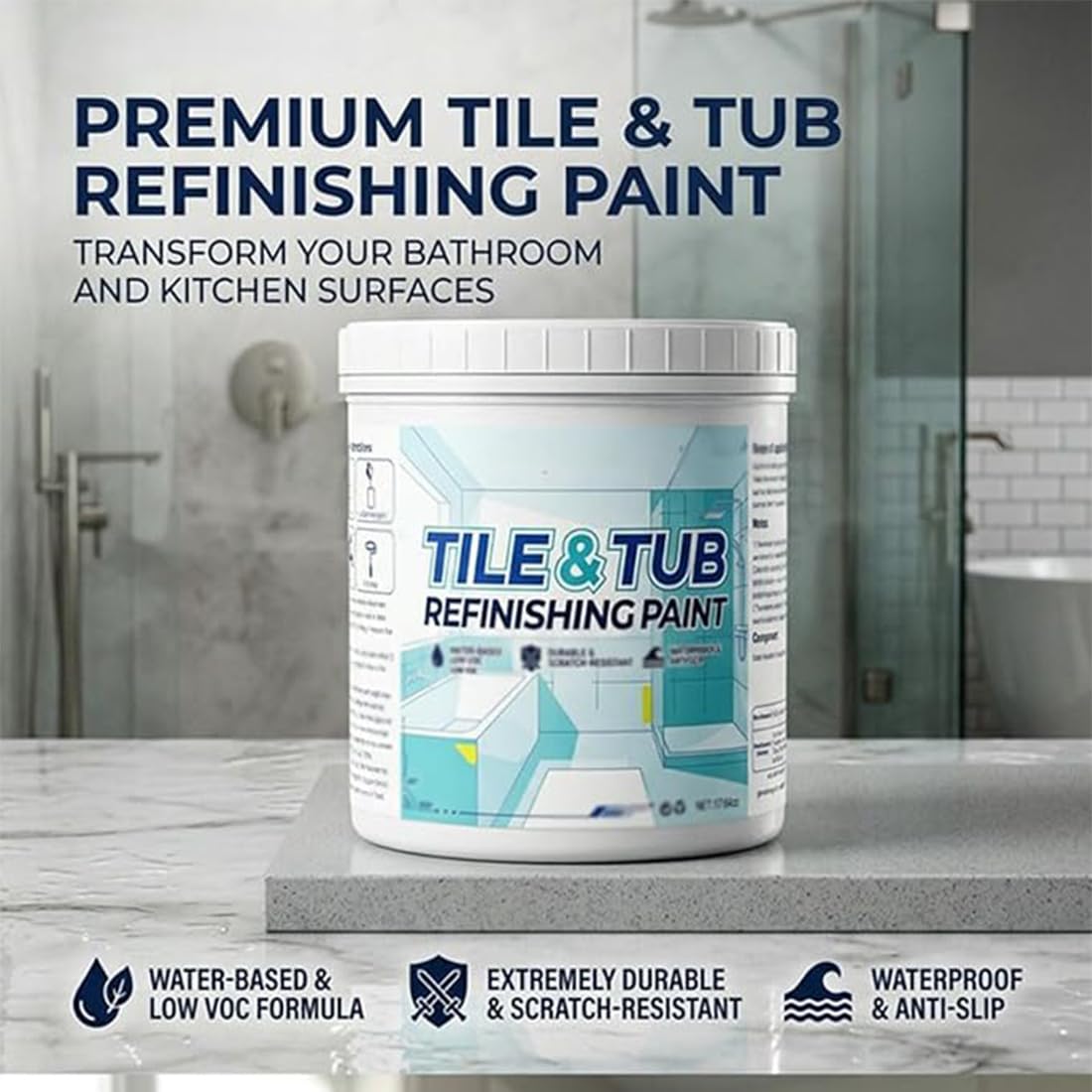 Générique Kit de peinture de rénovation haut de gamme pour carrelage et baignoire, peinture à base d'eau avec outils, séchage rapide, faible odeur, fort pouvoir couvrant (Beige,500g)