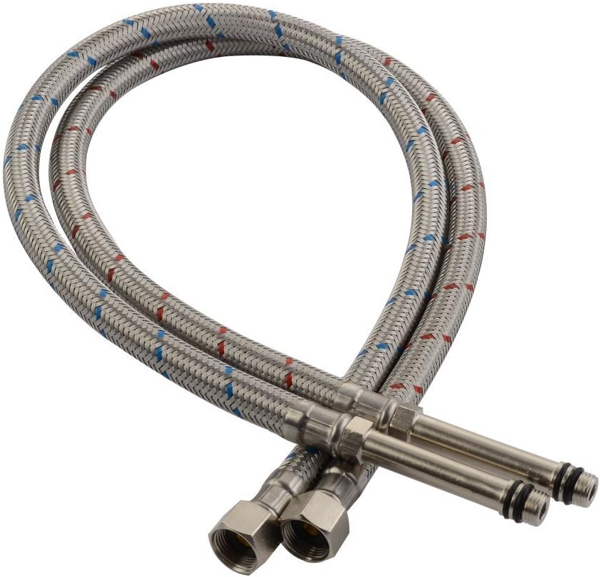 Faucet Connector, Dakan 3/8-Inch FIP by M10x1 Braided Stainless Steel Faucet Supply Hose Female Straight Thread, 24-Inch Long x 2 Pcs (1 Pair) HI2