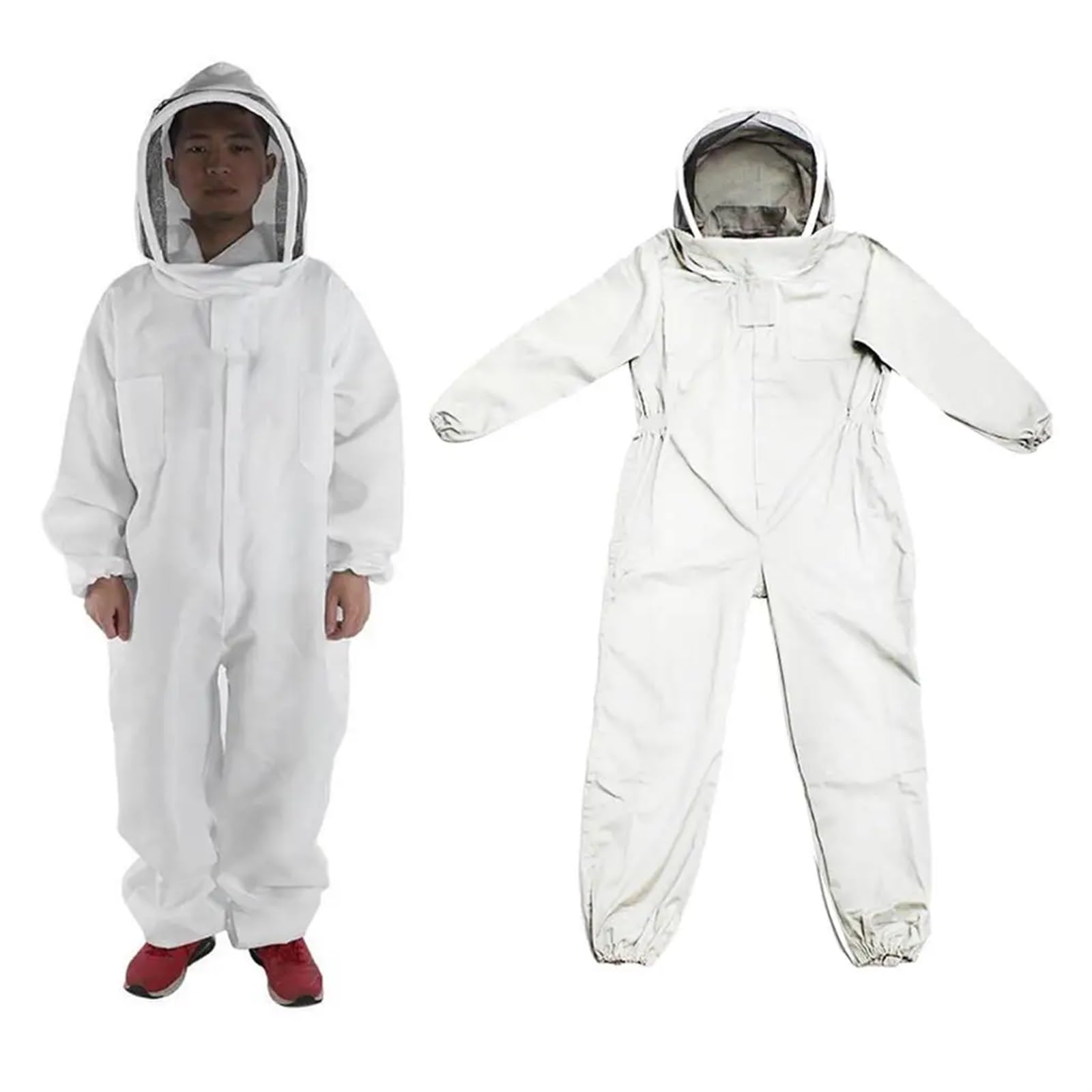 Traje de apicultura cuerpo completo Ropa profesional | Traje de apicultura de protección, chaqueta, velo de seguridad, sombrero, equipo de vestir(A L)