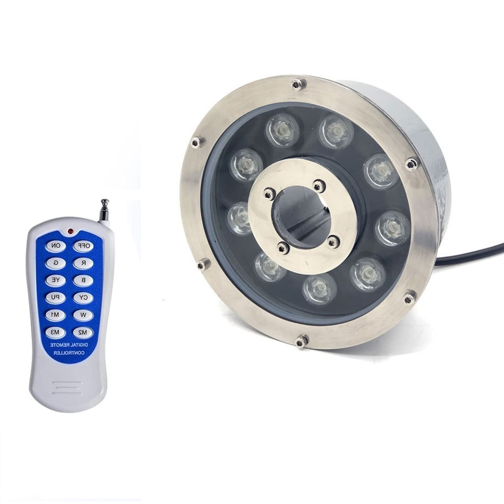 Wodoszczelna lampa fontanna IP68 – zanurzalne światła LED 9 W, RGB z pilotem zdalnego sterowania, podwodne oświetlenie LED ze stali nierdzewnej, do ogrodu, na patio, podjazd domu (kolor: pilot RGB+,