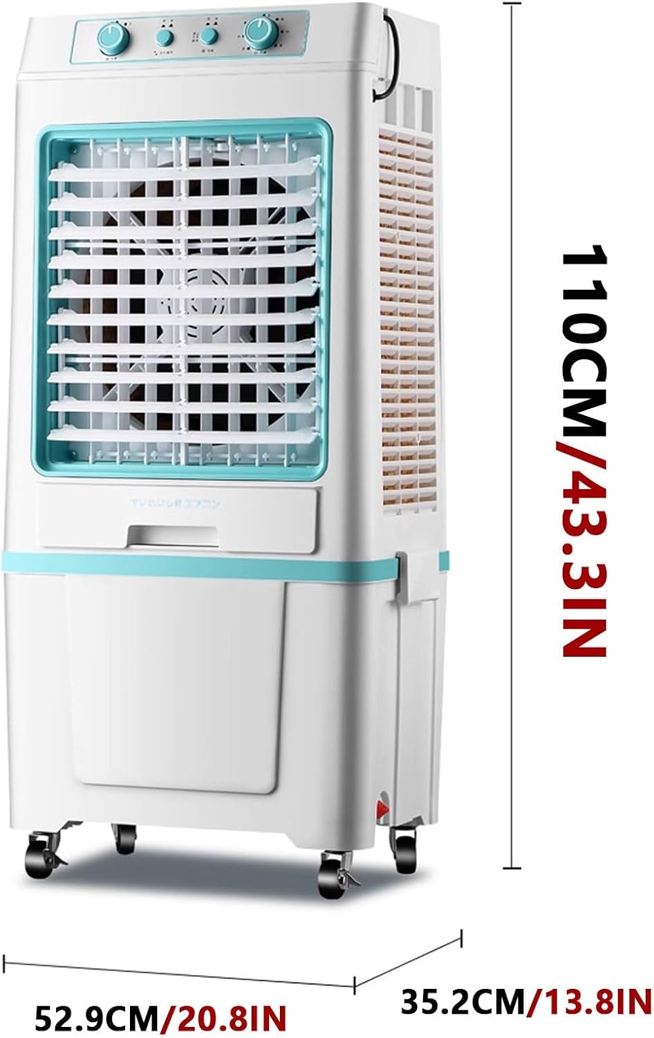 Evaporative Air Cooler Portable with Ice Pack and Universal Wheels Garage Swamp Cooler Dual Cooling System 3 Wind Speed Adjustment 40L Split Water Tank(Black)
