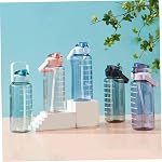 Sport Water Bottle Motivational Gym Drinks Jug Fitness Water Cup with Straw Time Marker Handle 2L Black