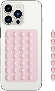 Silicone Dual-Sided Strong Suction Cup Phone Case Detachable Mount - Hands-Free for Selfies & Videos, Reusable Fidget Sticky Grip,Easy to Clean Phone Holder for iPhone/Android, 3.74"x2.17"(Pink)